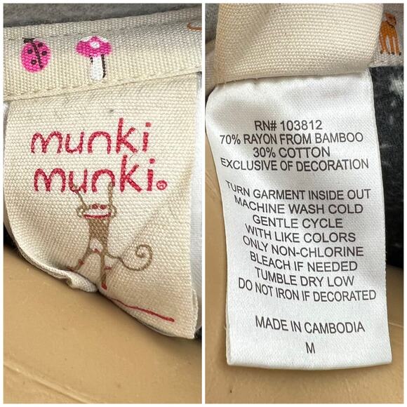 Munki Munki MEDIUM Gray Owl Pajama Sleep Top Long Sleeve Collared Button Up - Picture 6 of 6